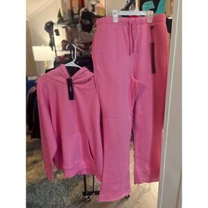 SZ L - Pink KDNK Hoodie & Sweatpants w/ Rhinestones - NWT